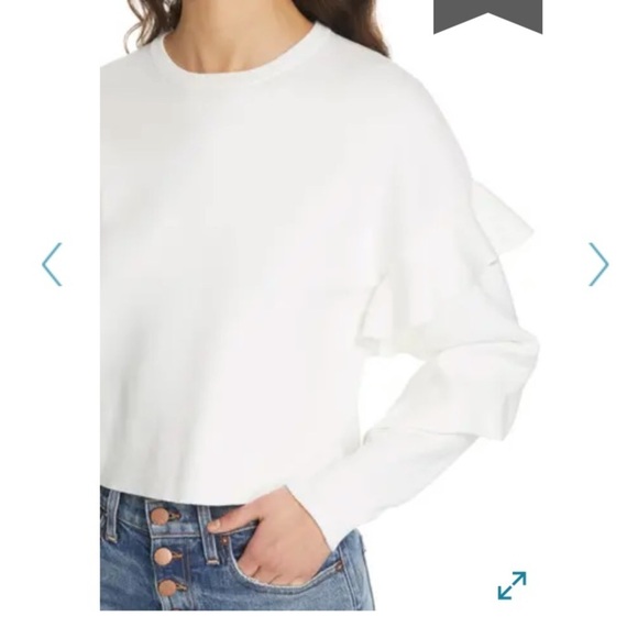 NWT! ALICE + OLIVIA Size M white ruffled sweater - Picture 3 of 13